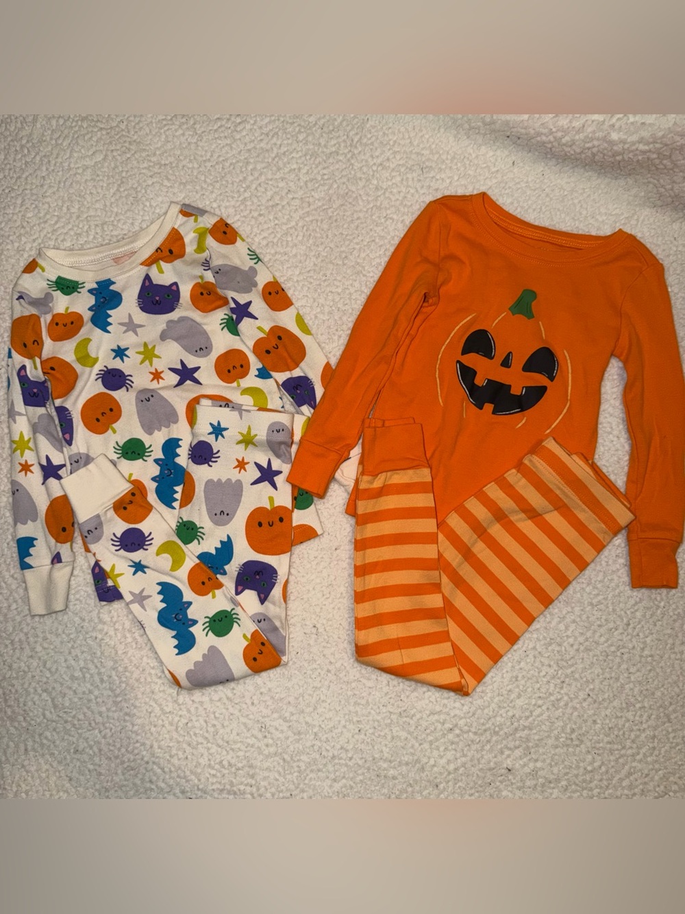 Old Navy Orange Pumpkin & Multicolor Halloween Pajama Sets